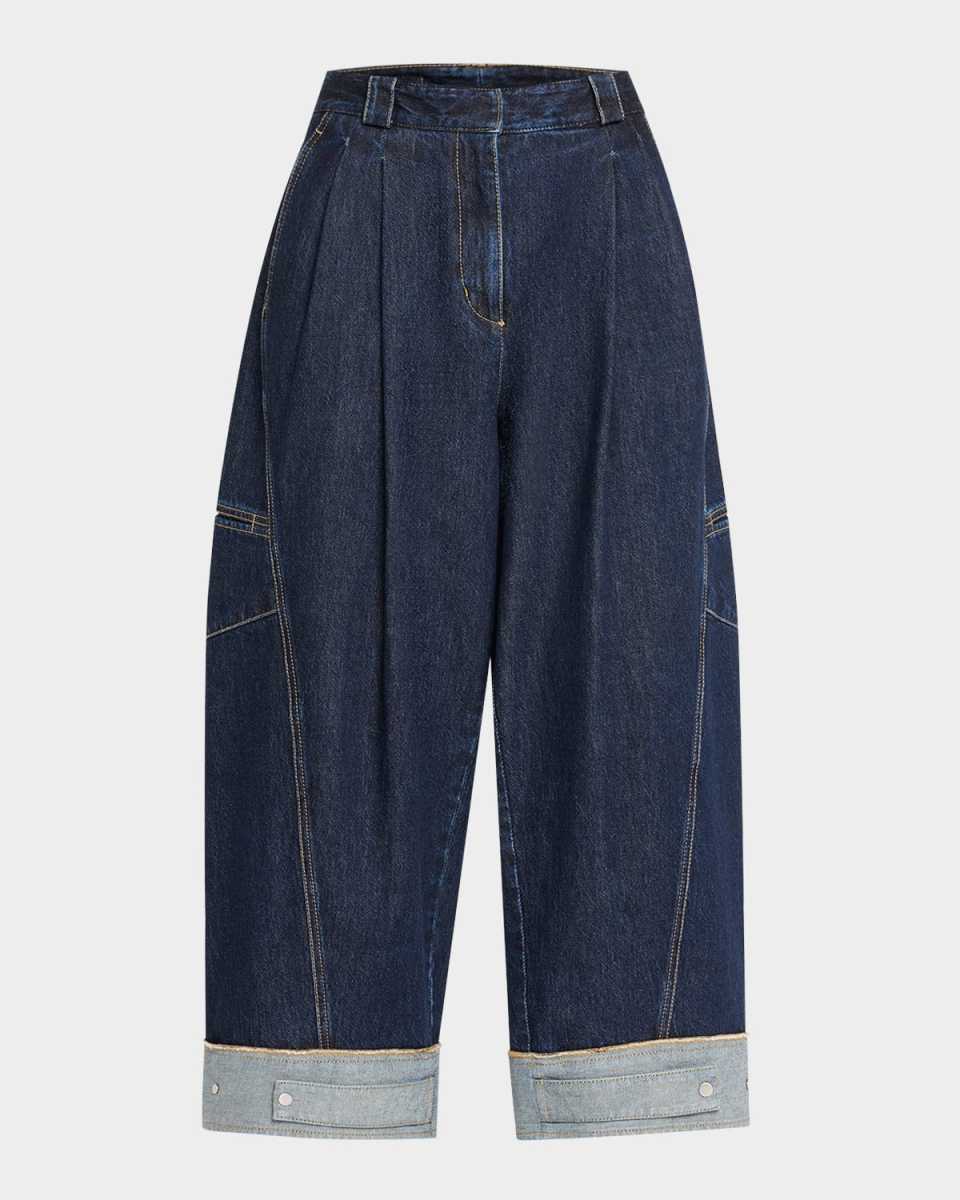 Curved Wide-Leg Cropped Jeans